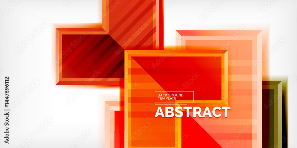 Leinwandbilder Abstract geometric design. Orange, red squares overlap creating dynamic composition. Modern background template with bright gradients.