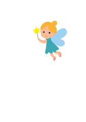 A fairy with a wand is flying.