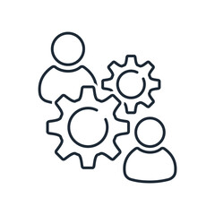 Business integration. Partnership interaction. Vector linear icon isolated on white background.