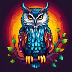 Obraz premium an AI Image Generator, Colorful Abstract Owl Illustration with Vivid
