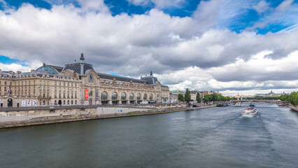 The musee d'Orsay is a museum in Paris timelapse hyperlapse, on the left bank of the Seine. Paris, France
