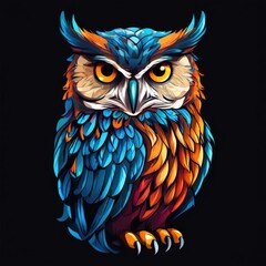Fototapeta premium an AI Image Generator, Colorful Abstract Owl Illustration with Vivid