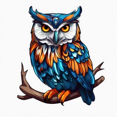 Obraz premium an AI Image Generator, Colorful Abstract Owl Illustration with Vivid