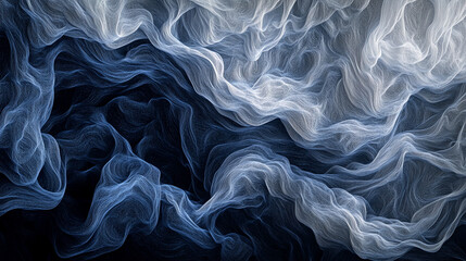 Obraz premium Abstract image of flowing, translucent fabric in shades of blue and white, creating a dynamic and ethereal texture, showcasing fluidity and movement