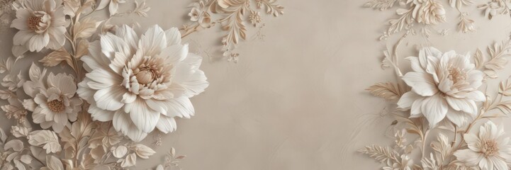 Soft neutral floral wallpaper, intricate design  , detail, floral wallpaper
