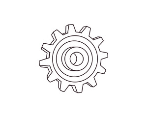 Gear settings hardware software vector illustration emoji symbol sign icon flat design