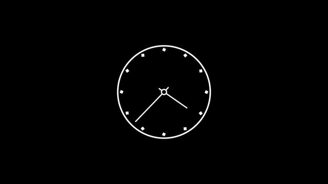 Colorful clock animation. educational time loop.