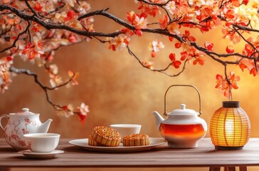 Mid-autumn mooncake festival table setting