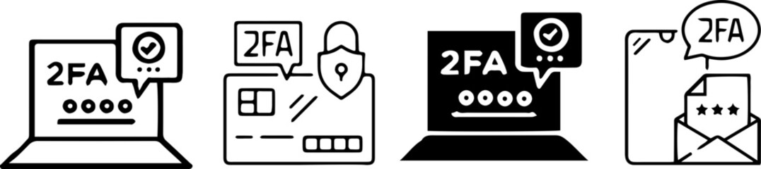 Authentication Icons Set – 2FA, MFA, and Secure Access Symbol Collection, vectors set.