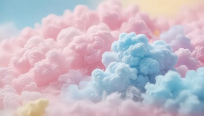 Obraz premium Dreamy pastel pink, blue, yellow gradient Soft, blurred, cotton candy texture , vibrant, wallpaper, illustration