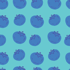 Vegetables seamless hand drawn vector pattern with cut tomatoes in vibrant color combination