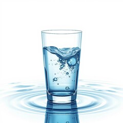 Glas Wasser mit Wassertropfen und Spiegelung