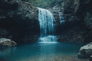 Fototapete Krankenhaus Waterfall Into Pool  © firdan