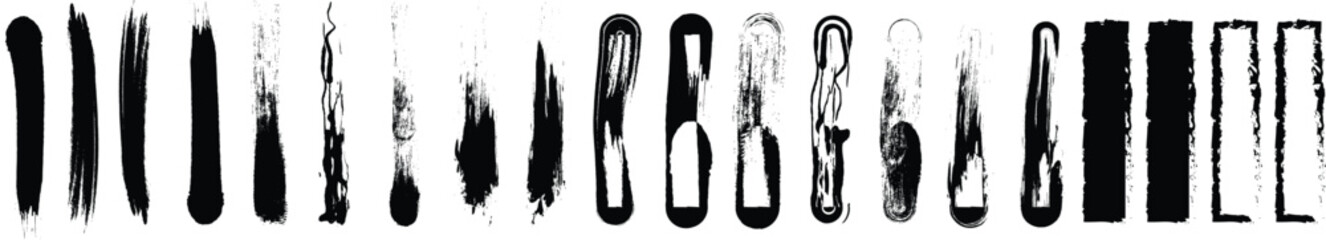 Vertical Paint Stroke Brush Set – Hand Drawn Ink Lines, Grunge Textures, and Artistic Marker Stripes
