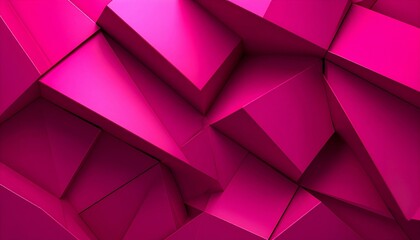 Obraz premium Abstract fuchsia geometric background. 3D rendered image of intersecting pink cubes and pyramids. Ideal for modern designs, presentations, and wallpapers.