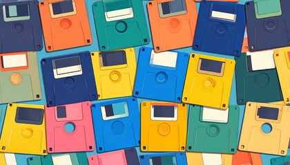 Colorful Vintage Data Storage Pattern Retro Technology Background