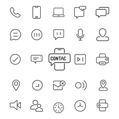 Minimalist contact line art icons set vector illustration