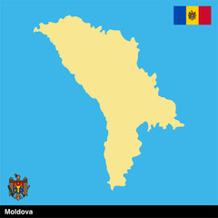 Moldova country map vector isolated on transparent background