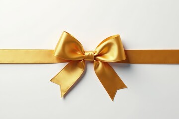 Fototapeta premium Elegant gold ribbon knot on pristine white backdrop, template, special