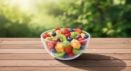 Assorted fruit salad in glass bowl