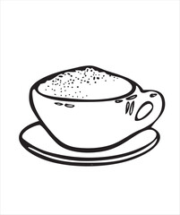 Vector doodles hand drawn coffee objects, coffee utensils, contoured simple doodles, cafeteria, line art vector, cappuccino in a cup, favorite stickers, kitchen staff