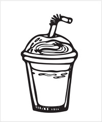 Vector doodles hand drawn coffee objects, coffee utensils, contoured simple doodles, cafeteria, line art vector, plastic cup, favorite stickers, kitchen staff