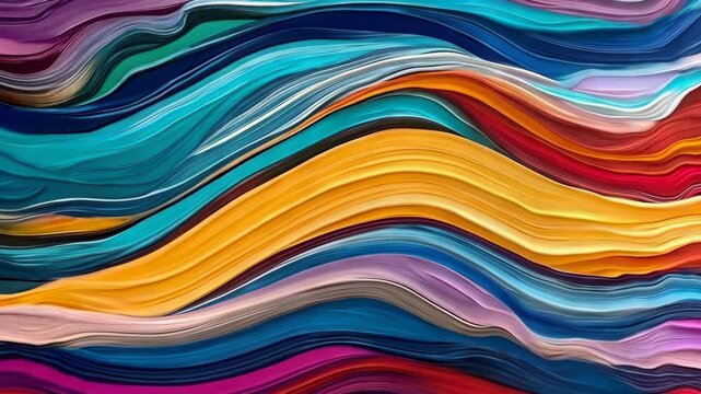 Vibrant waves of color in dynamic flowing abstract expressionism