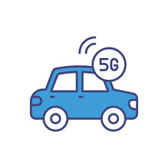 Self-Driving Car with 5G Icon vector stock illustration