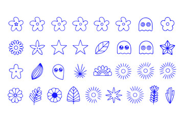 Minimalist Vector Set. Abstract Flowers, Doodles, Scribbles and Shapes for Branding, Packaging, Prints, Backgrounds & Social Media Aesthetic Design Elements