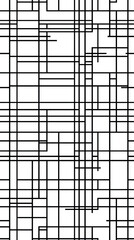 Fototapeta premium Abstract black and white pattern with interconnected straight lines forming a complex and modern grid. Ideal for backgrounds, textures and designs with a geometric and minimalist touch.