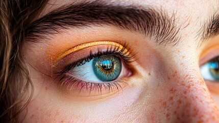 Obraz premium Half of a face with colorful artistic eyeshadow