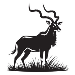 Iconic antelope silhouette vector shaped for strong logo marks – antelope silhouette – antelope vector – antelope illustration – silhouette of antelope

