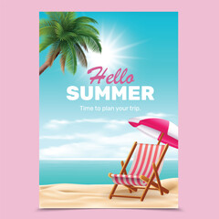 Realistic Sunny Summer Holidays Poster