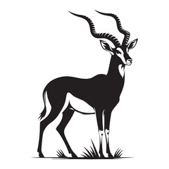 Regal antelope silhouette vector designed for premium branding themes – antelope silhouette – antelope vector – antelope illustration – silhouette of antelope

