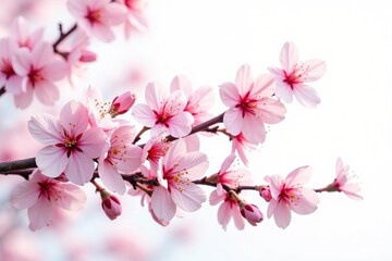 Intricate sakura branch pattern, full bloom, white background, texture, full bloom