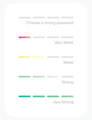 Fototapeta premium Password Strength Indicator. Visual Feedback for Weak, Strong and Very Strong Passwords with Gradient Color Design