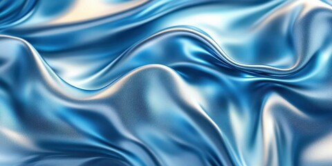 Fototapeta premium Beautiful blue silk fabric draping softly with gentle folds under bright light in an elegant context