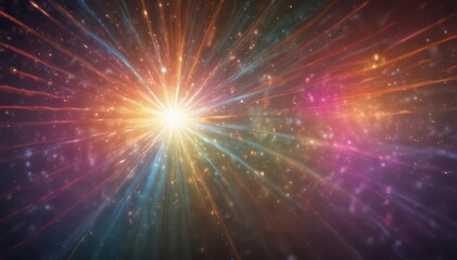 Fototapeta premium Abstract vibrant light burst, colorful bokeh, radiant rays, colorful, iridescent