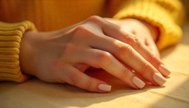 cropped view of female delicate hand isolated on beige