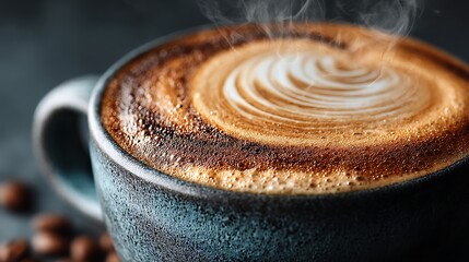 A hot cup of coffee steams in a comforting setting