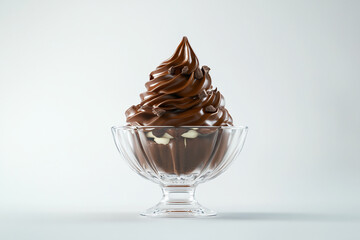Delicious Chocolate Soft Serve Ice Cream in Glass Bowl