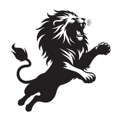 Powerful attacking lion silhouette vector frozen in a dominant strike – attacking lion silhouette – attacking lion vector – attacking lion illustration – silhouette of attacking lion

