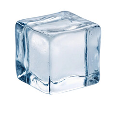 A single transparent ice cube on a gray background a perfect cube of frozen water isolated on transparent background Generative AI