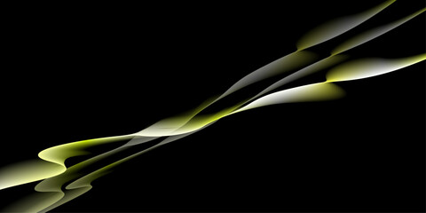 digital technology black wave illustration poster background. Abstract illustration of luxurious black lines on a gradient background with golden accents