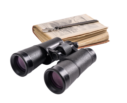 Exploring adventures with binoculars and an old map journal