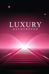 Pink Luxury Abstract Background with Neon Lines and Glowing Light Path