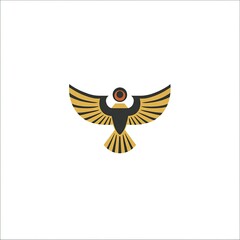 Obraz premium Stylized golden eagle emblem, a symbol of power and flight.