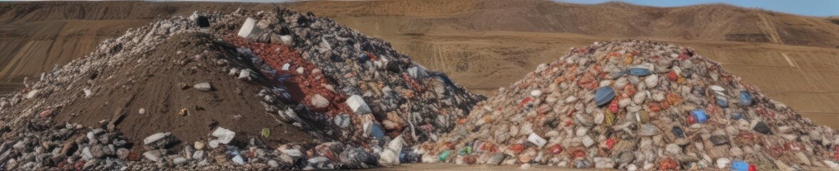 A sprawling mound of discarded waste at a landfill , harmful, dirty