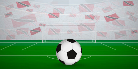 Obraz premium Trinidadian Football Arena Full of Fans with National Flags, Sports Event Illustration.