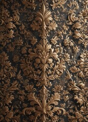 Intricate damask floral pattern, elegant texture, ornate details, damask, floral, repeat